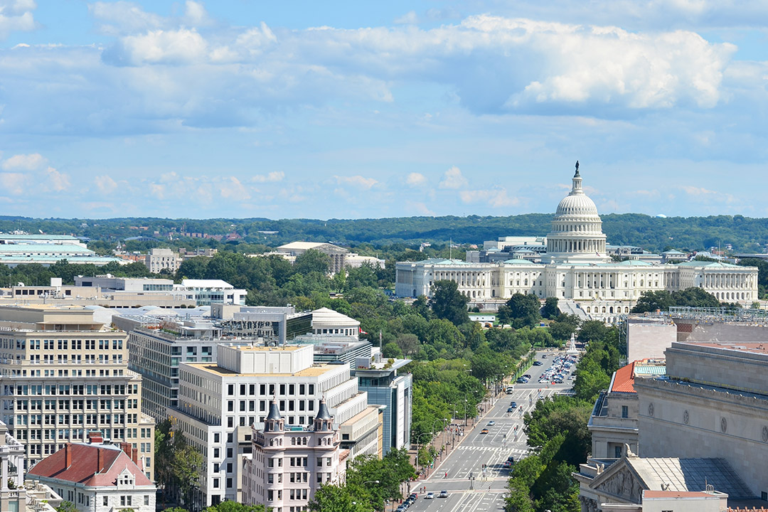 Image of Washington, DC, on a clear day with the Capitol in the background
