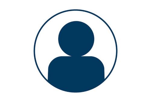 Navy blue icon with the silhouette of a person